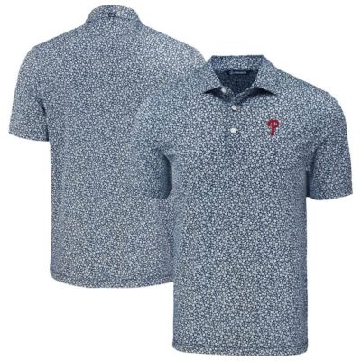 Cutter & Buck Men's MLB Philadelphia Phillies Big & Tall Pike Eco Flora Print Recycled Polo, Navy Blue, 5XL Big