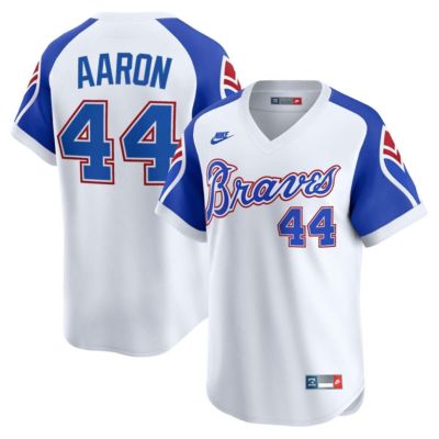 Men's MLB Nike Hank Aaron Atlanta Braves Throwback Cooperstown Collection Limited Jersey