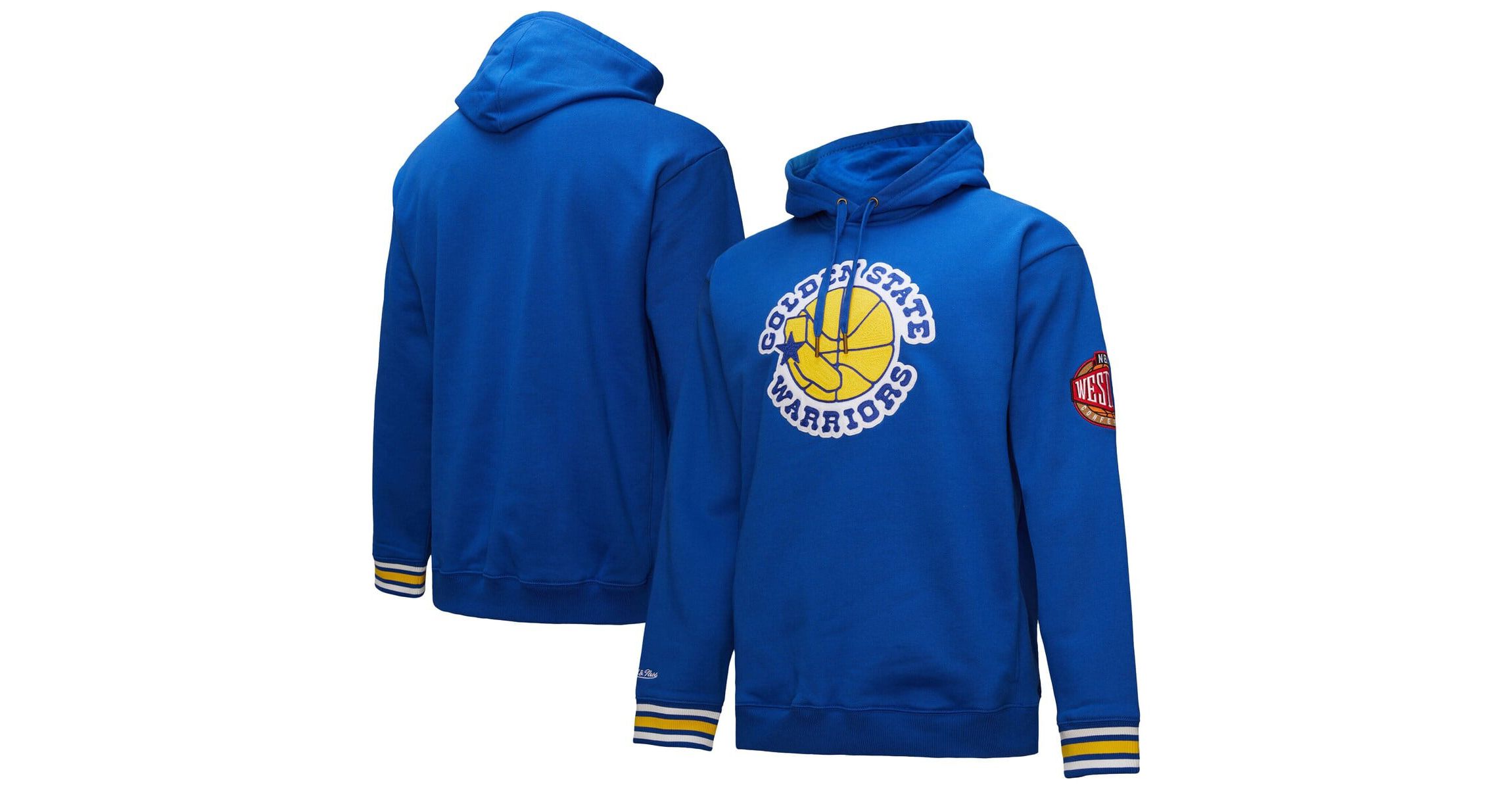 NBA Golden State Warriors Chainstitch Applique Vintage Heavyweight Pullover Hoodie