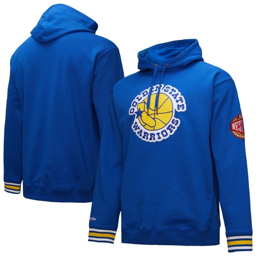 NBA Golden State Warriors Chainstitch Applique Vintage Heavyweight Pullover Hoodie