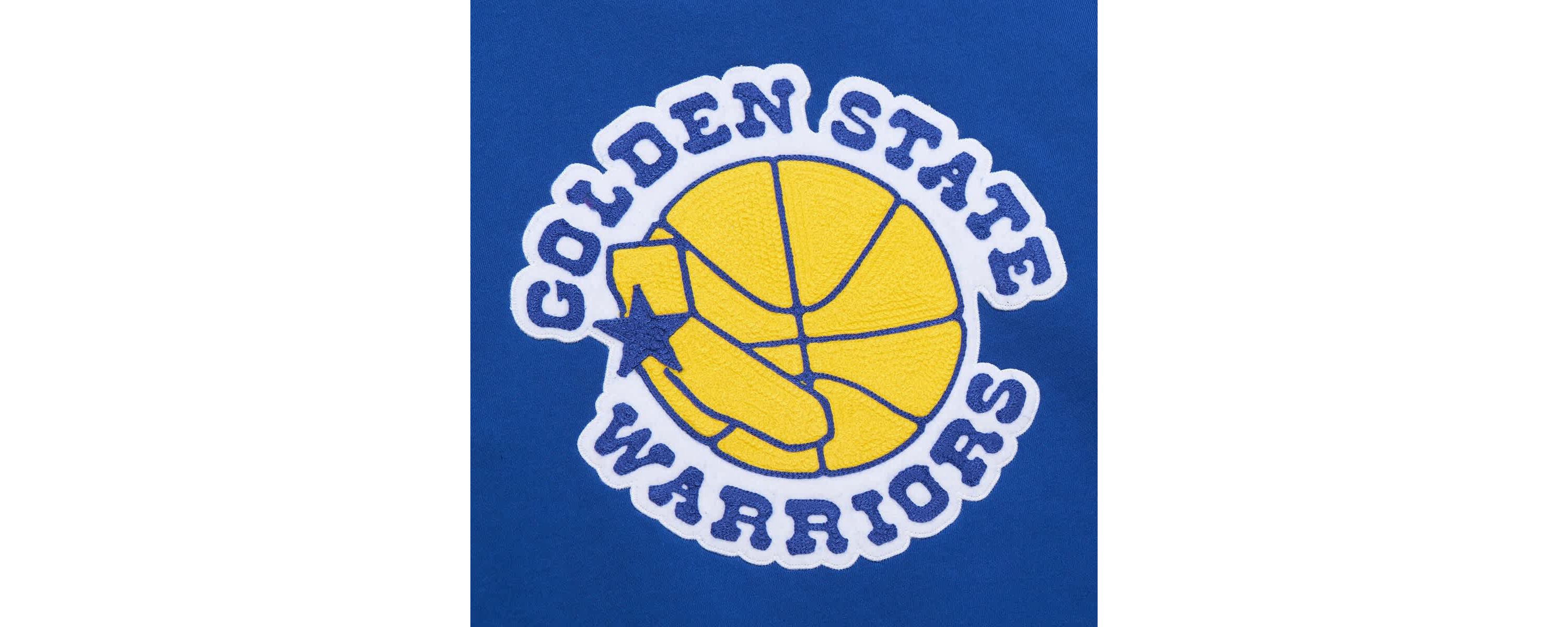 NBA Golden State Warriors Chainstitch Applique Vintage Heavyweight Pullover Hoodie