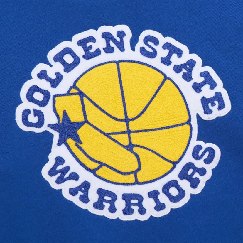 NBA Golden State Warriors Chainstitch Applique Vintage Heavyweight Pullover Hoodie