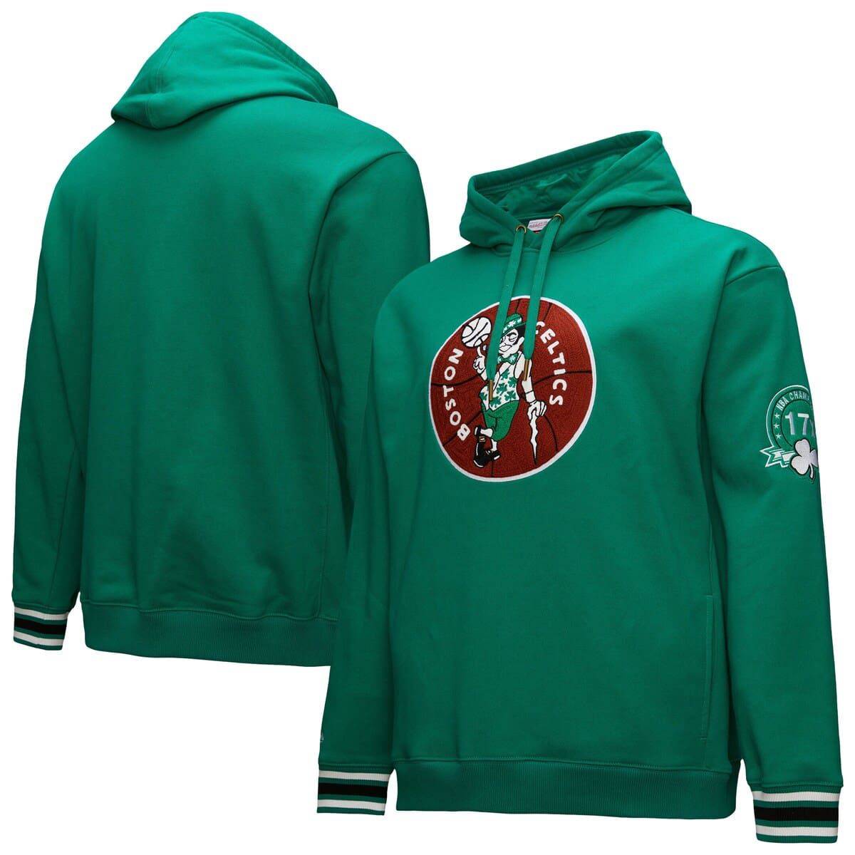 NBA Kelly Boston Celtics Chainstitch Applique Vintage Heavyweight Pullover Hoodie