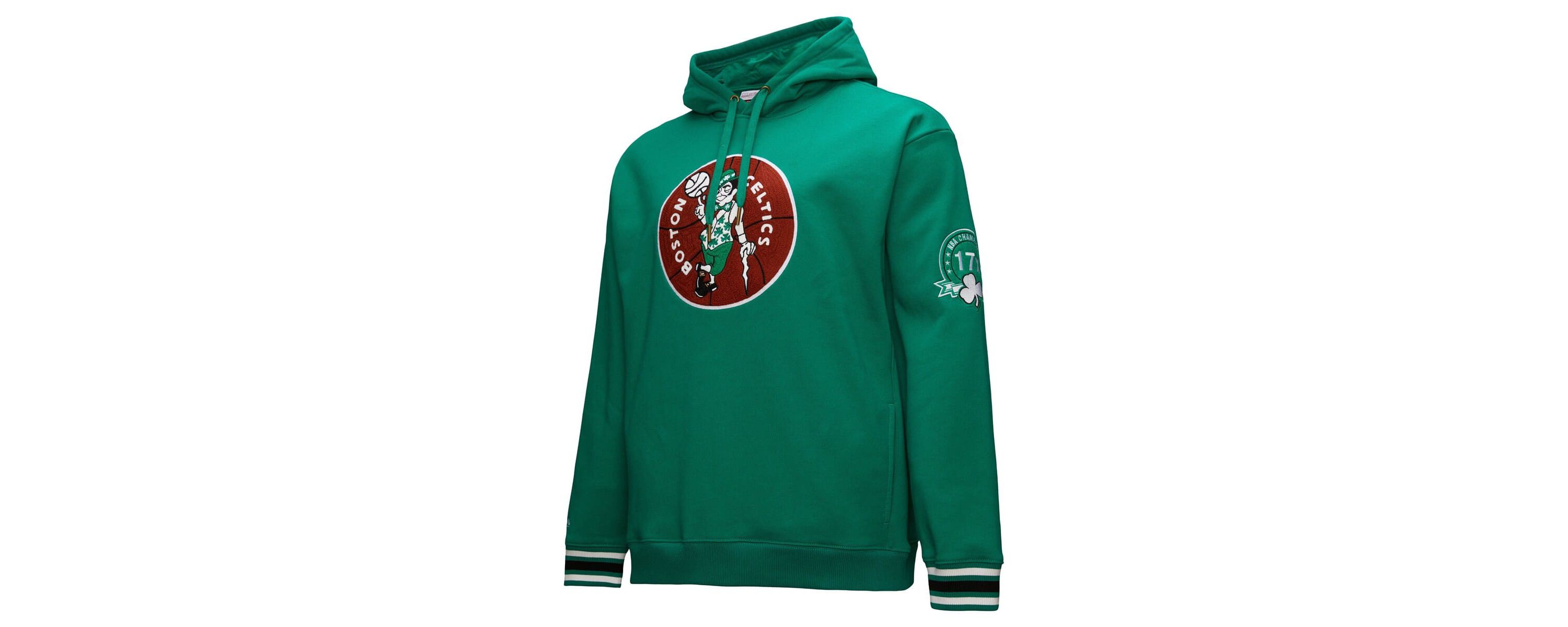 NBA Kelly Boston Celtics Chainstitch Applique Vintage Heavyweight Pullover Hoodie