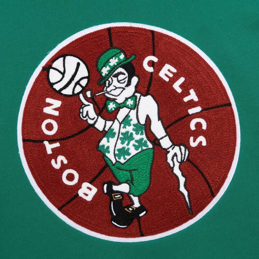 NBA Kelly Boston Celtics Chainstitch Applique Vintage Heavyweight Pullover Hoodie