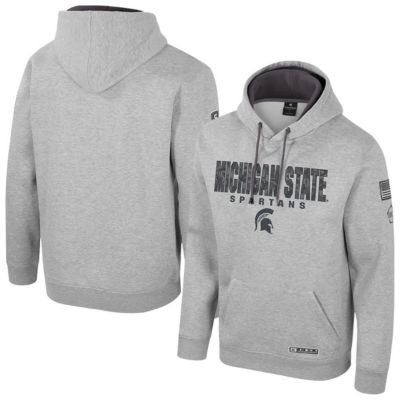 Colosseum Men's NCAA Michigan State Spartans Oorah OHT Military Appreciation Pullover Hoodie, Gray, 2XL