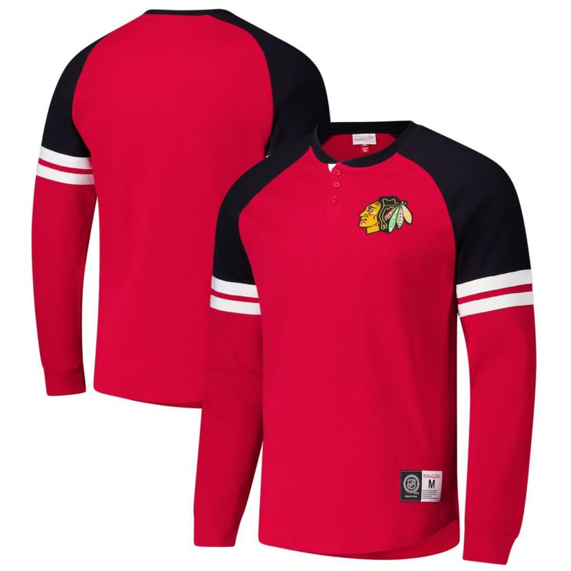 NHL Chicago Blackhawks Thermal Henley Long Sleeve T-Shirt