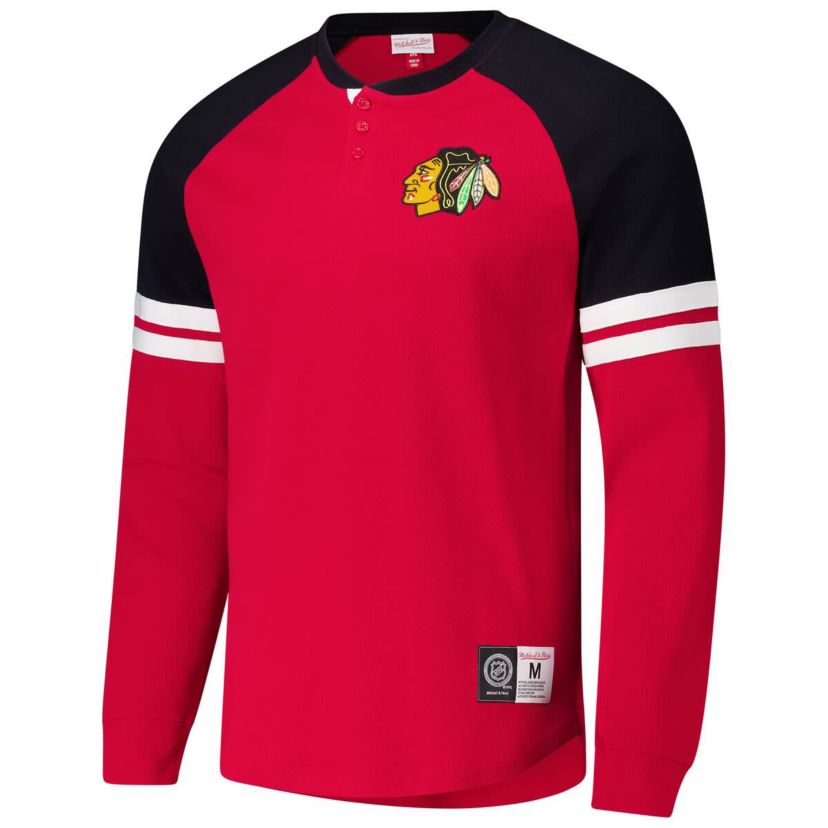 NHL Chicago Blackhawks Thermal Henley Long Sleeve T-Shirt