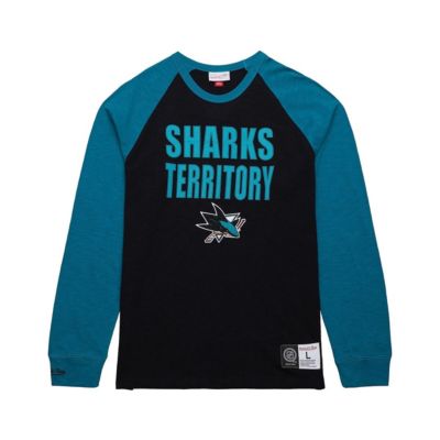 Mitchell & Ness Men's NHL Black/Teal San Jose Sharks Legendary Slub Raglan Long Sleeve T-Shirt, Black, 2XL -  0197932545409