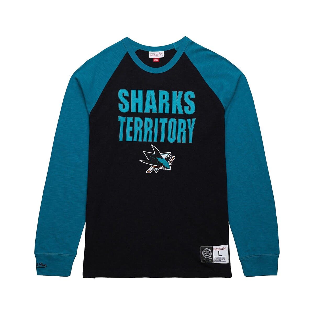 NHL Black/Teal San Jose Sharks Legendary Slub Raglan Long Sleeve T-Shirt