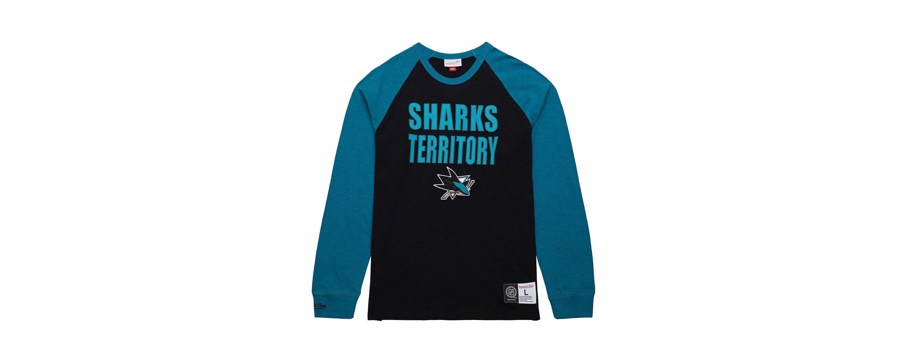 NHL Black/Teal San Jose Sharks Legendary Slub Raglan Long Sleeve T-Shirt