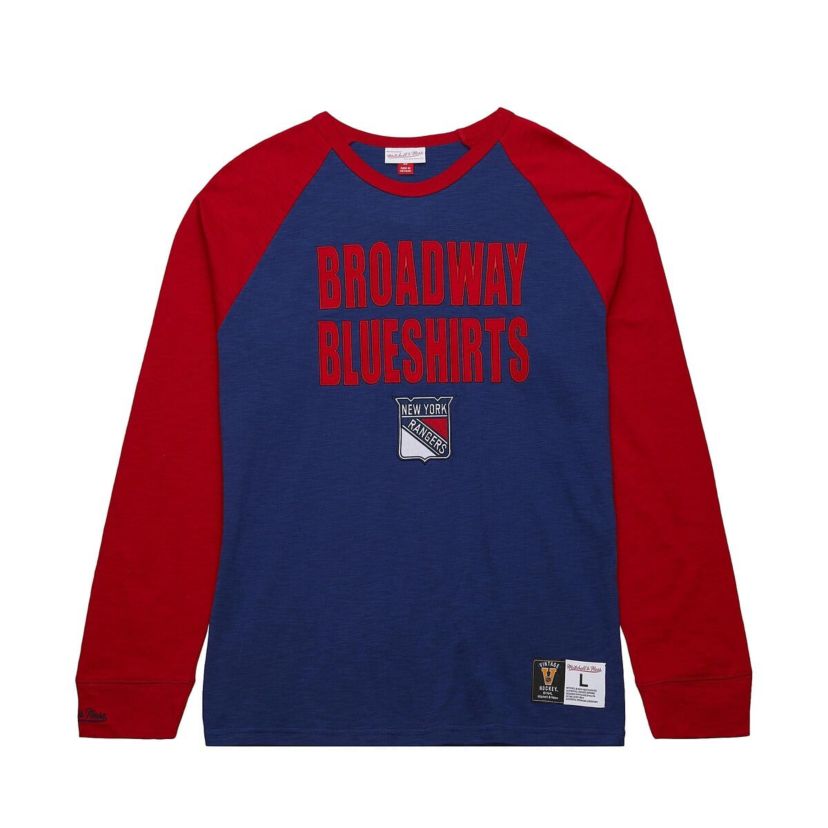 NHL Blue/Red New York Rangers Legendary Slub Raglan Long Sleeve T-Shirt
