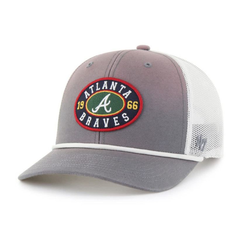 MLB Gray/White Atlanta Braves Tide Sweep Rope Trucker Adjustable Hat