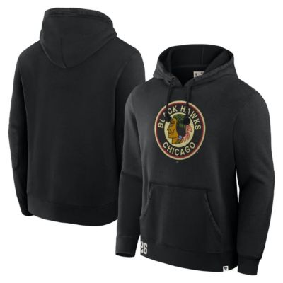 Men's NHL Fanatics Chicago Blackhawks Decades Collection Tradition Fleece Pullover Hoodie, Black, Small