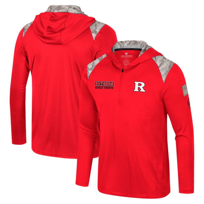 Rutgers Scarlet Knights NCAA Rutgers Knights OHT Military Appreciation Quarter-Zip Hoodie Jacket