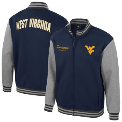Colosseum Men’s NCAA West Virginia Mountaineers Ambi-Turner Full-Zip Varsity Jacket, Navy Blue, Large