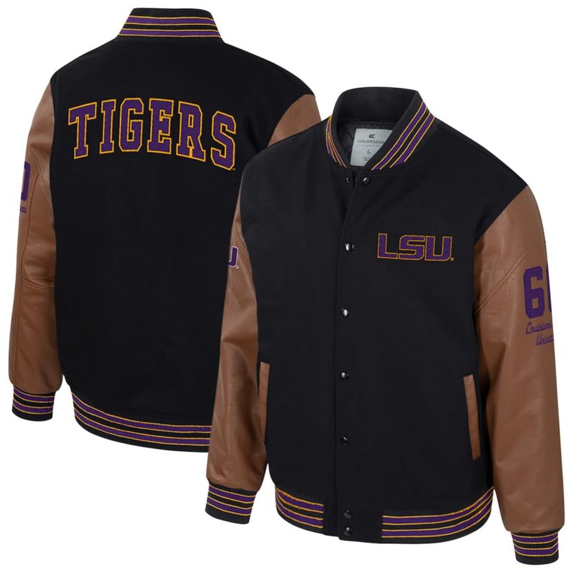 NCAA LSU Tigers Letterman Full-Snap Varsity Jacket