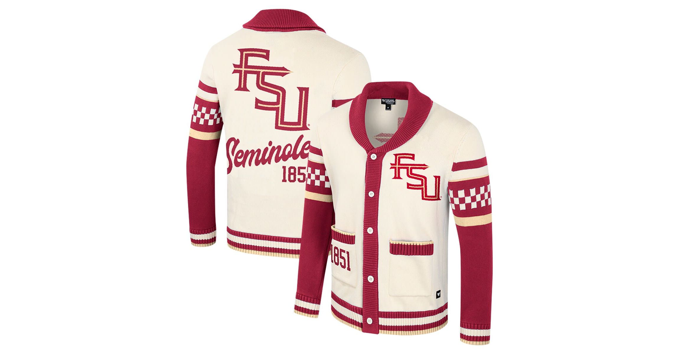 NCAA Unisex Florida State Seminoles Wild Collective Button-Up Jacquard Sweater