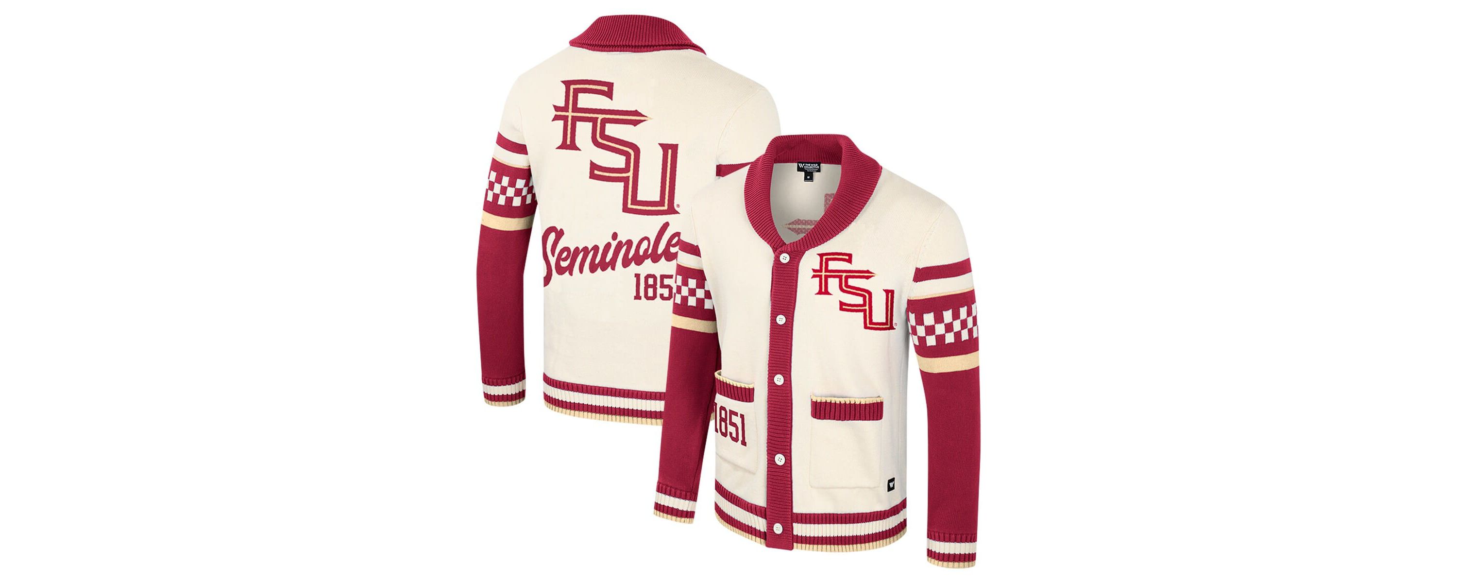 NCAA Unisex Florida State Seminoles Wild Collective Button-Up Jacquard Sweater