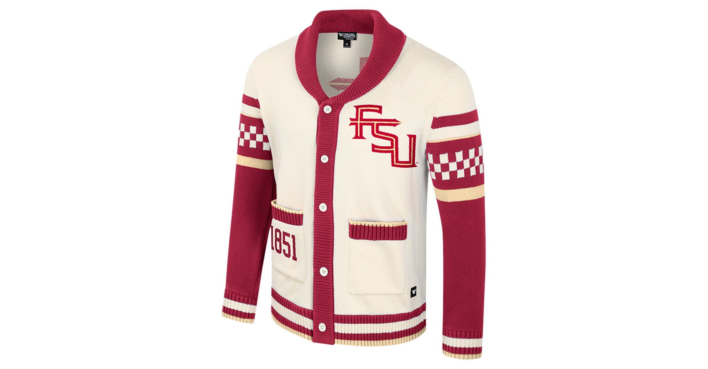 NCAA Unisex Florida State Seminoles Wild Collective Button-Up Jacquard Sweater