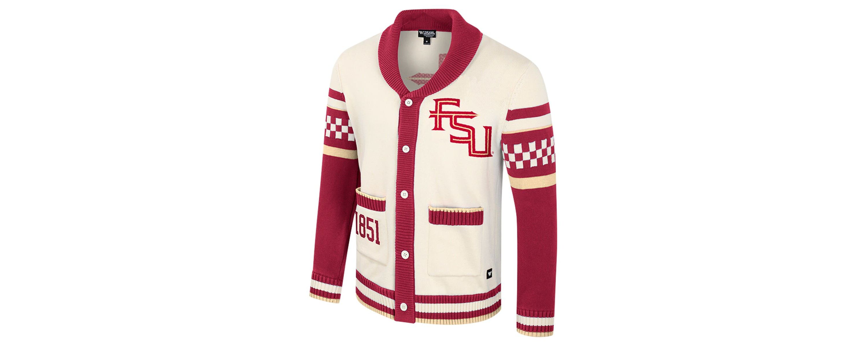 NCAA Unisex Florida State Seminoles Wild Collective Button-Up Jacquard Sweater