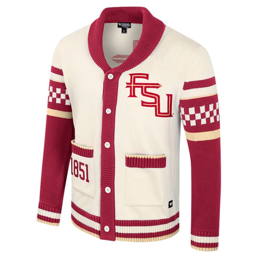 NCAA Unisex Florida State Seminoles Wild Collective Button-Up Jacquard Sweater