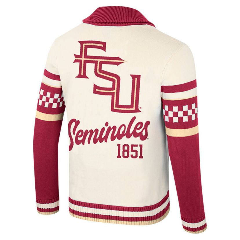 NCAA Unisex Florida State Seminoles Wild Collective Button-Up Jacquard Sweater
