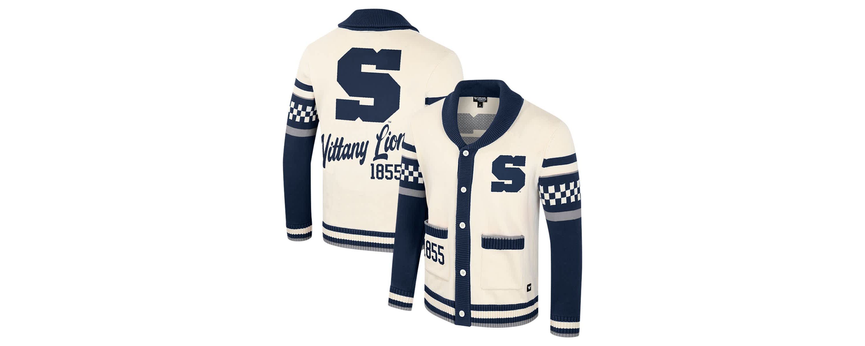 NCAA Unisex Penn State Nittany Lions Wild Collective Button-Up Jacquard Sweater