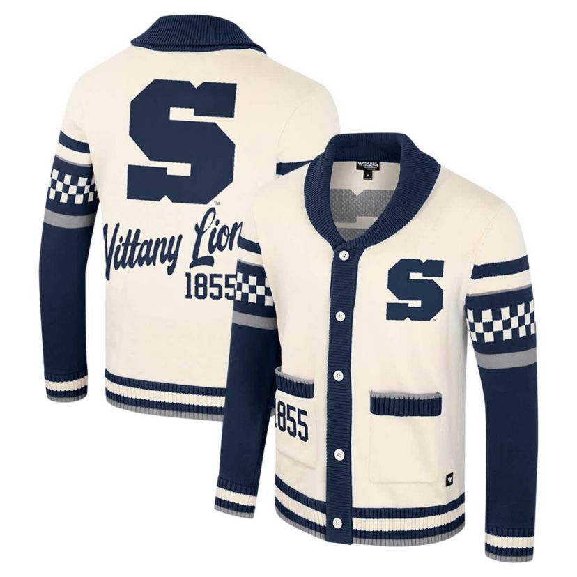 NCAA Unisex Penn State Nittany Lions Wild Collective Button-Up Jacquard Sweater