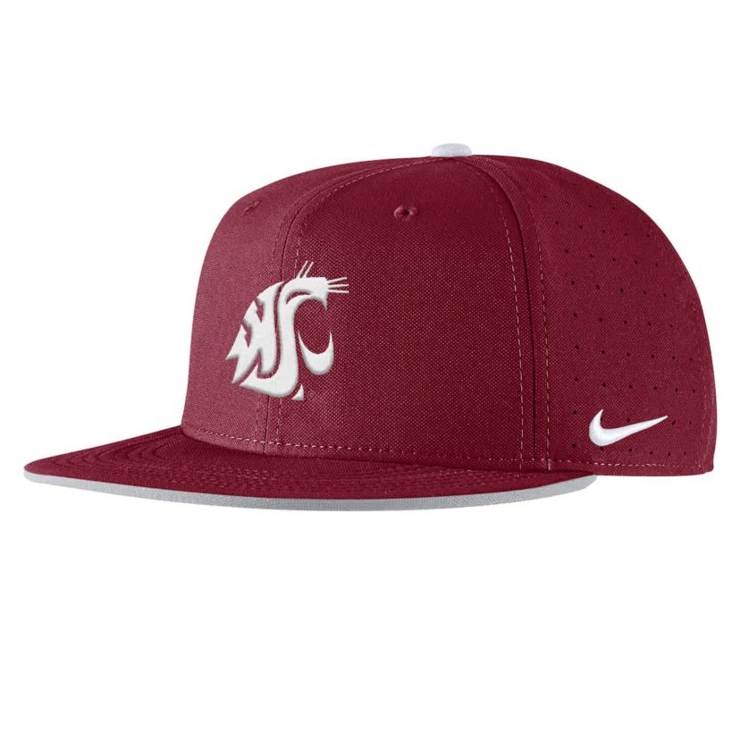 NCAA Nike Washington State Cougars 2025 On-Field True Performance Baseball Fitted Hat