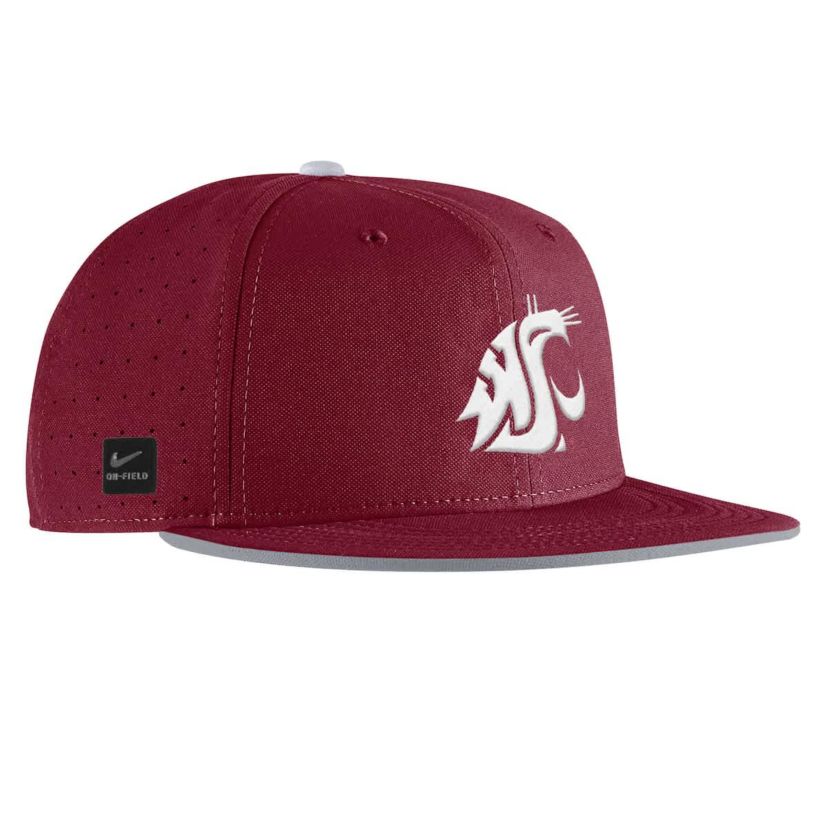NCAA Nike Washington State Cougars 2025 On-Field True Performance Baseball Fitted Hat