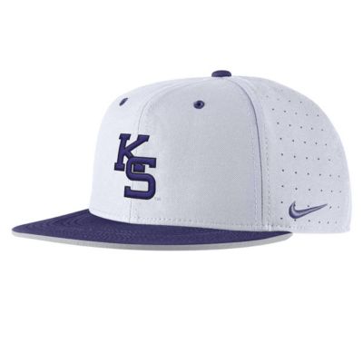 Men's NCAA Nike Kansas State Wildcats 2025 On-Field True Performance Baseball Fitted Hat, White, 7 1/2