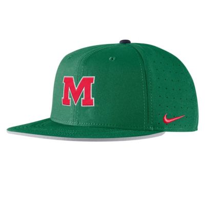 Men's NCAA Nike Ole Miss Rebels On-Field Baseball Performance Fitted Hat, Green, 7 1/4
