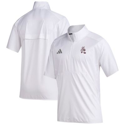 adidas Men's NCAA Texas A&M Aggies Ol' Sarge Sideline Short Sleeve Quarter-Zip Pullover Top, White, Medium