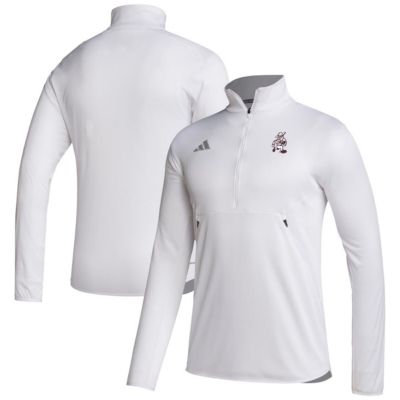 adidas Men's NCAA Texas A&M Aggies Ol' Sarge Sideline Knit Quarter-Zip Pullover Top, White, 2XL