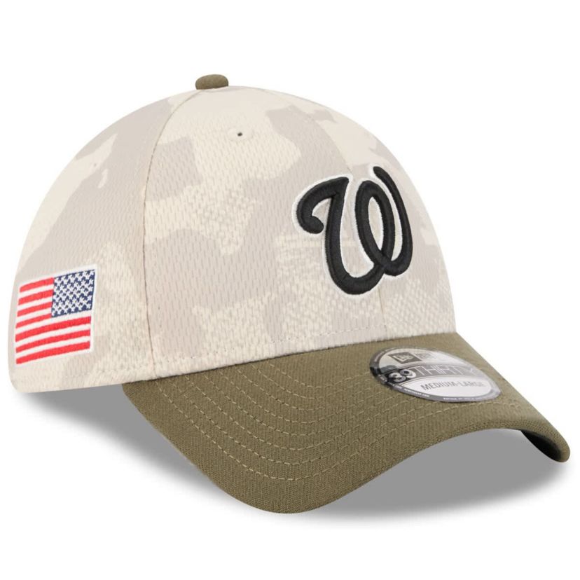 MLB Light Beige/Olive Washington Nationals 2025 Armed Forces Day 39THIRTY Flex Hat