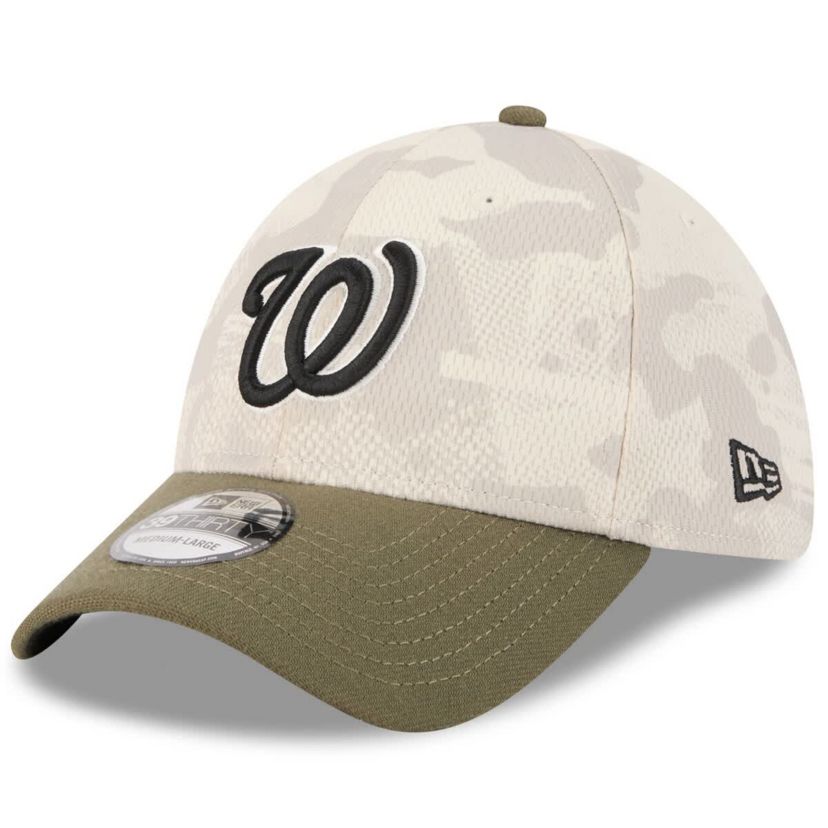 MLB Light Beige/Olive Washington Nationals 2025 Armed Forces Day 39THIRTY Flex Hat
