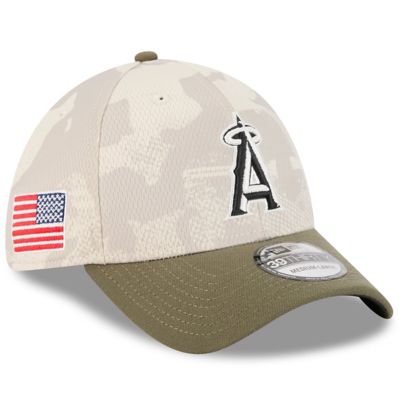 New Era Men's MLB Light Beige/Olive Los Angeles Angels 2025 Armed Forces Day 39THIRTY Flex Hat, Beige, Medium