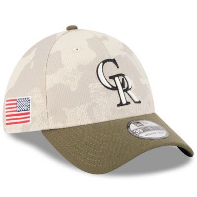 New Era Men's MLB Light Beige/Olive Colorado Rockies 2025 Armed Forces Day 39THIRTY Flex Hat