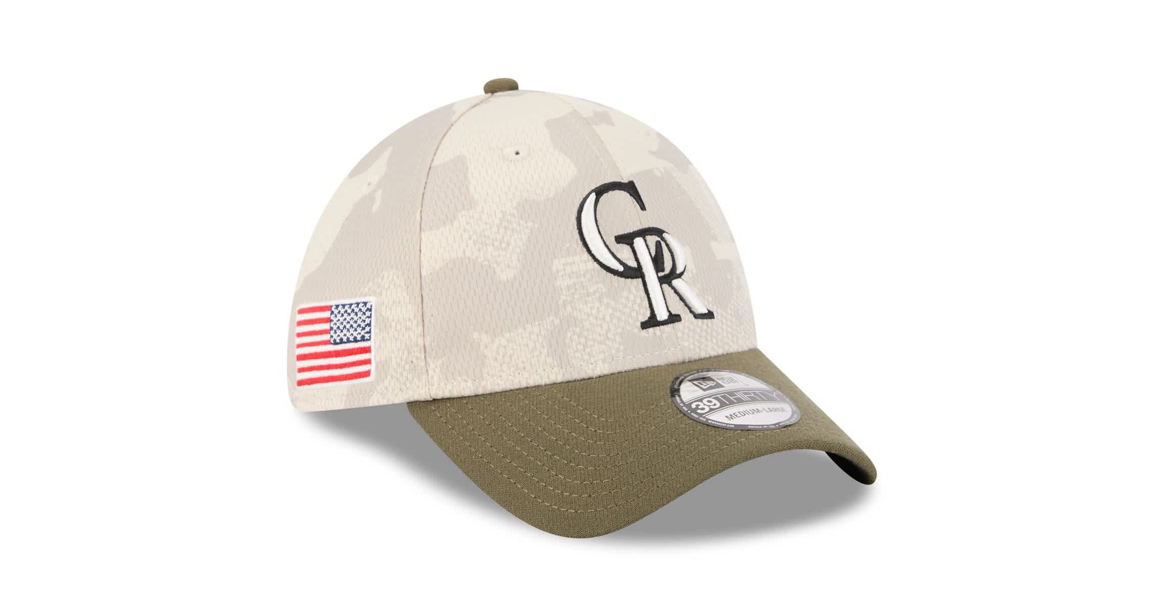 MLB Light Beige/Olive Colorado Rockies 2025 Armed Forces Day 39THIRTY Flex Hat