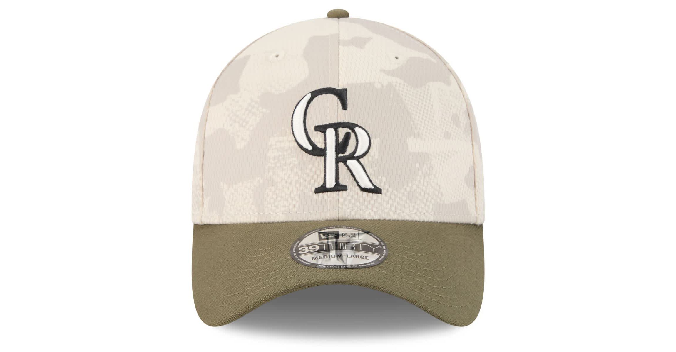 MLB Light Beige/Olive Colorado Rockies 2025 Armed Forces Day 39THIRTY Flex Hat