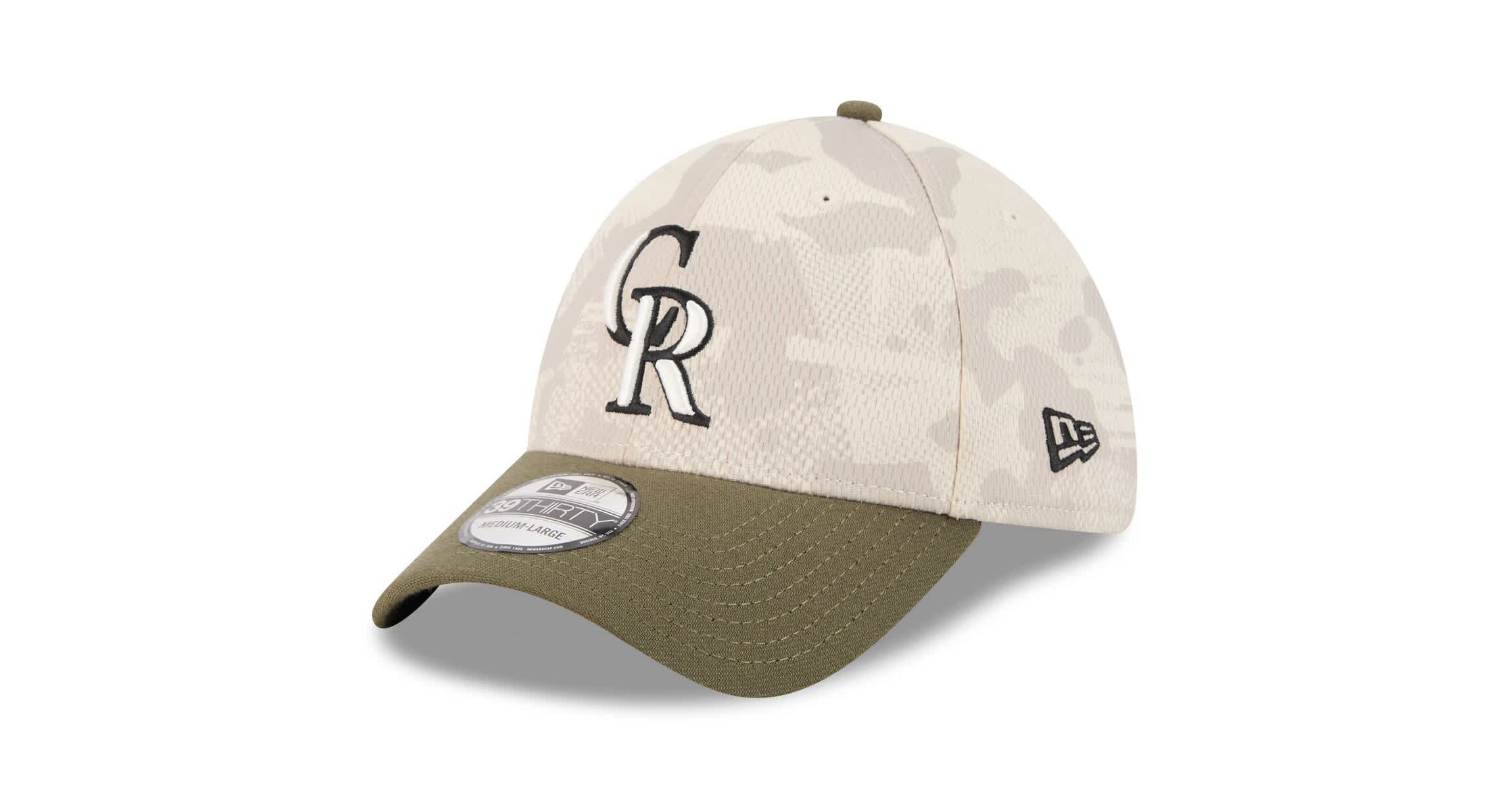 MLB Light Beige/Olive Colorado Rockies 2025 Armed Forces Day 39THIRTY Flex Hat