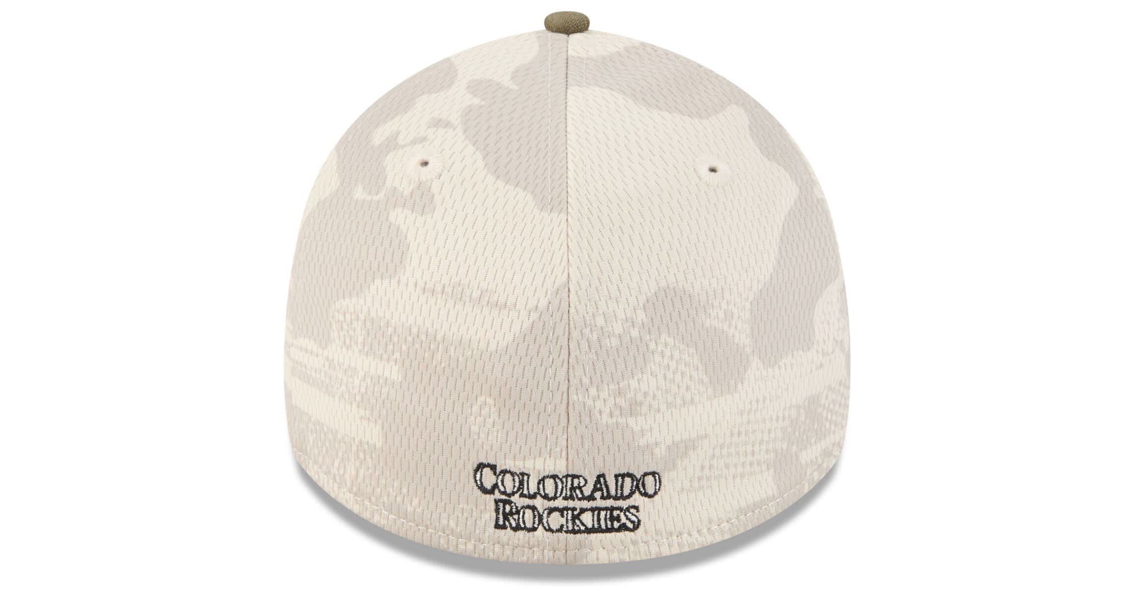 MLB Light Beige/Olive Colorado Rockies 2025 Armed Forces Day 39THIRTY Flex Hat