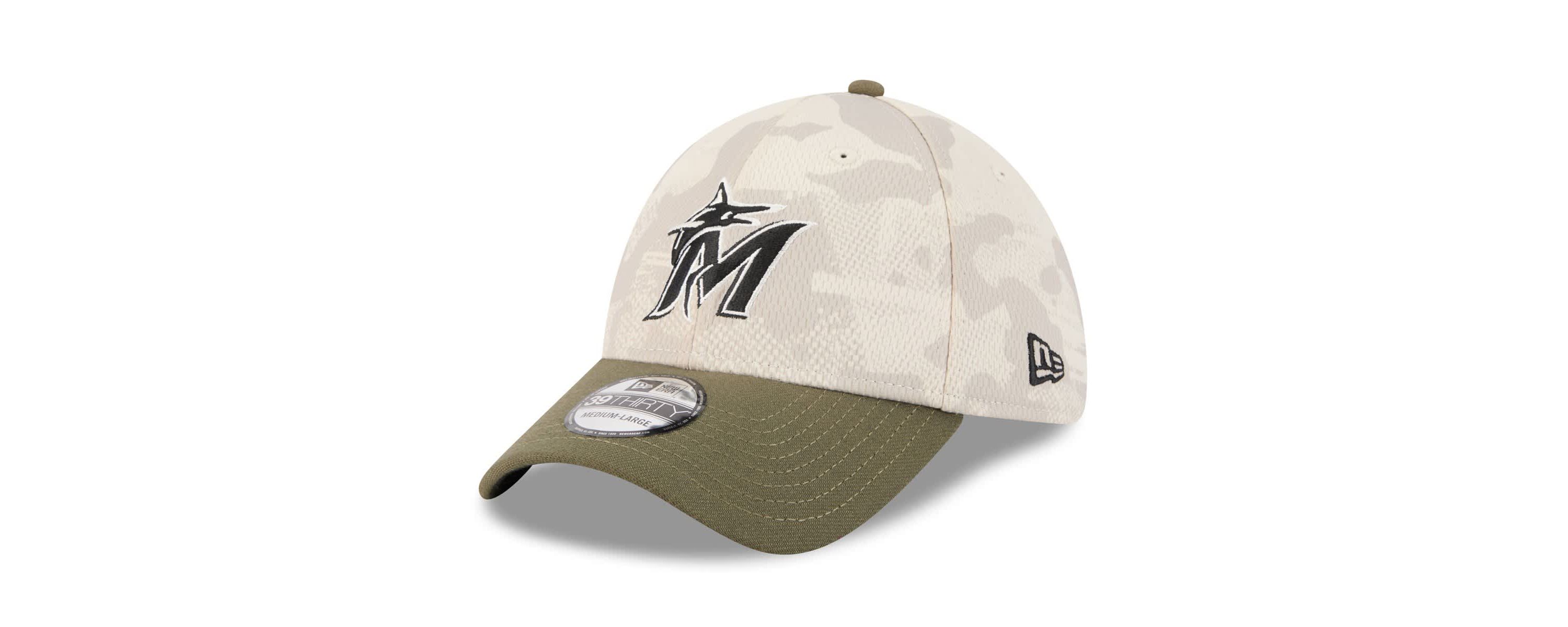 MLB Light Beige/Olive Miami Marlins 2025 Armed Forces Day 39THIRTY Flex Hat