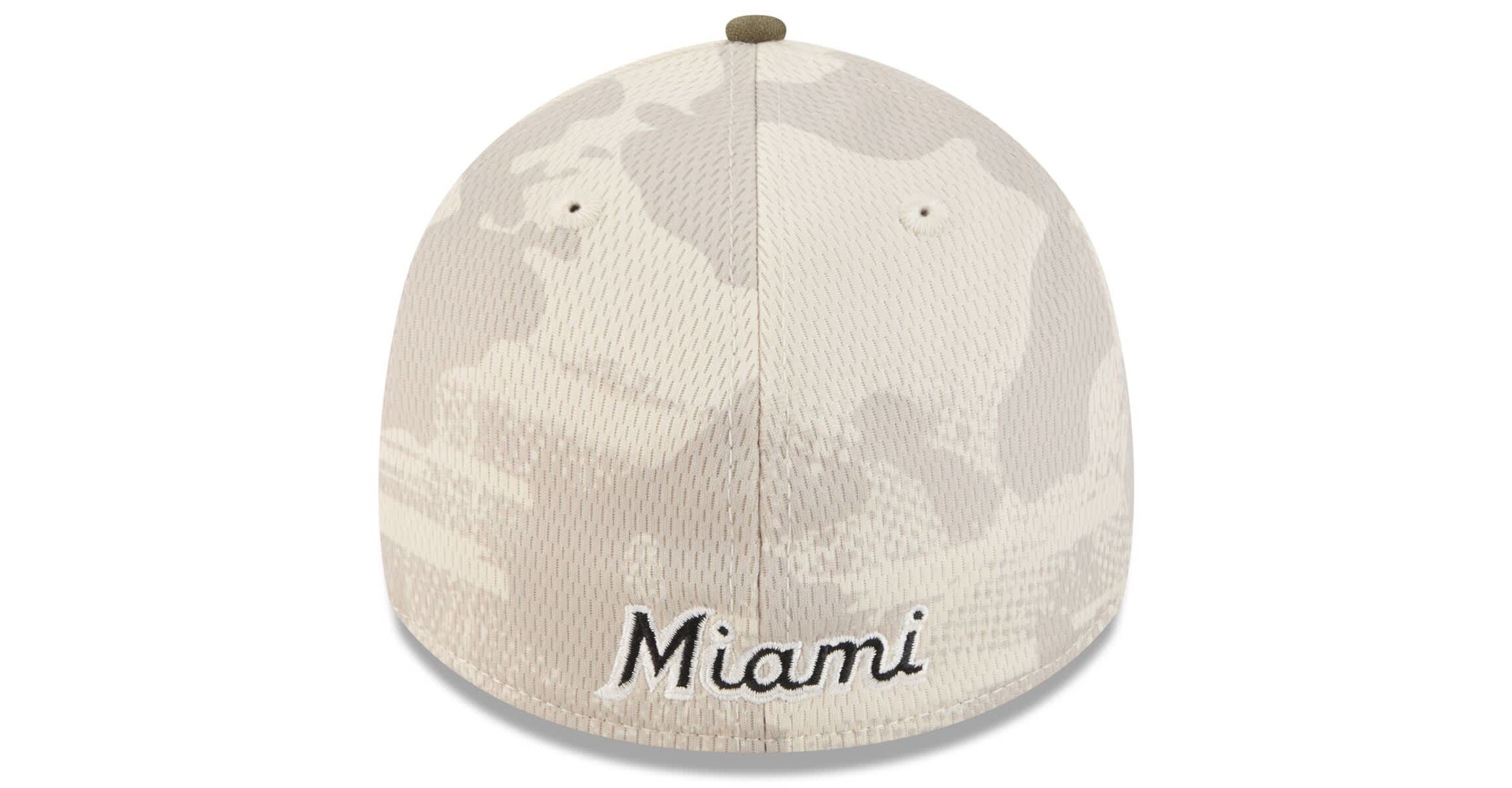 MLB Light Beige/Olive Miami Marlins 2025 Armed Forces Day 39THIRTY Flex Hat