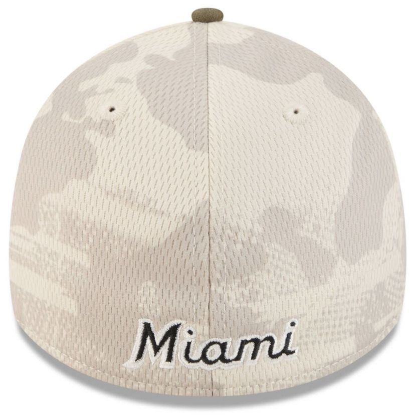 MLB Light Beige/Olive Miami Marlins 2025 Armed Forces Day 39THIRTY Flex Hat
