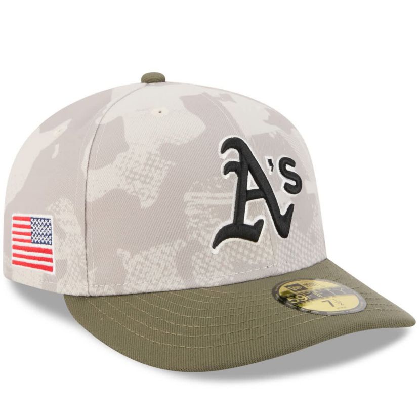 Oakland Athletics MLB Light Beige/Olive Athletics 2025 Armed Forces Day 59FIFTY Fitted Hat