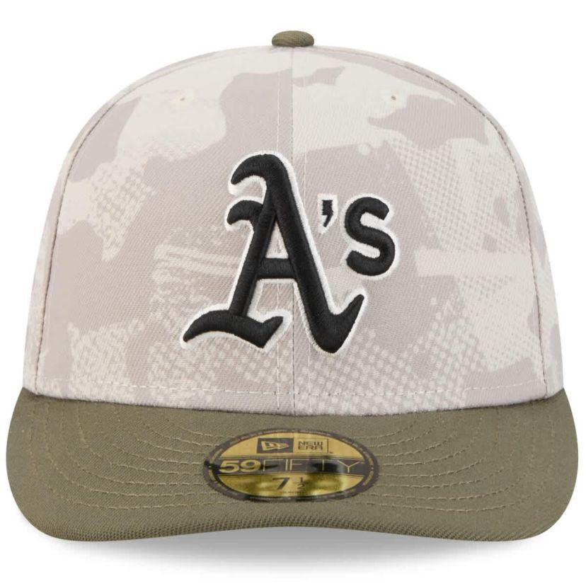 Oakland Athletics MLB Light Beige/Olive Athletics 2025 Armed Forces Day 59FIFTY Fitted Hat