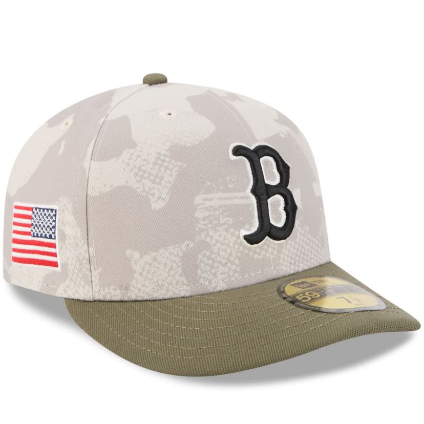 Boston Red Sox MLB Light Beige/Olive Boston Sox 2025 Armed Forces Day 59FIFTY Fitted Hat