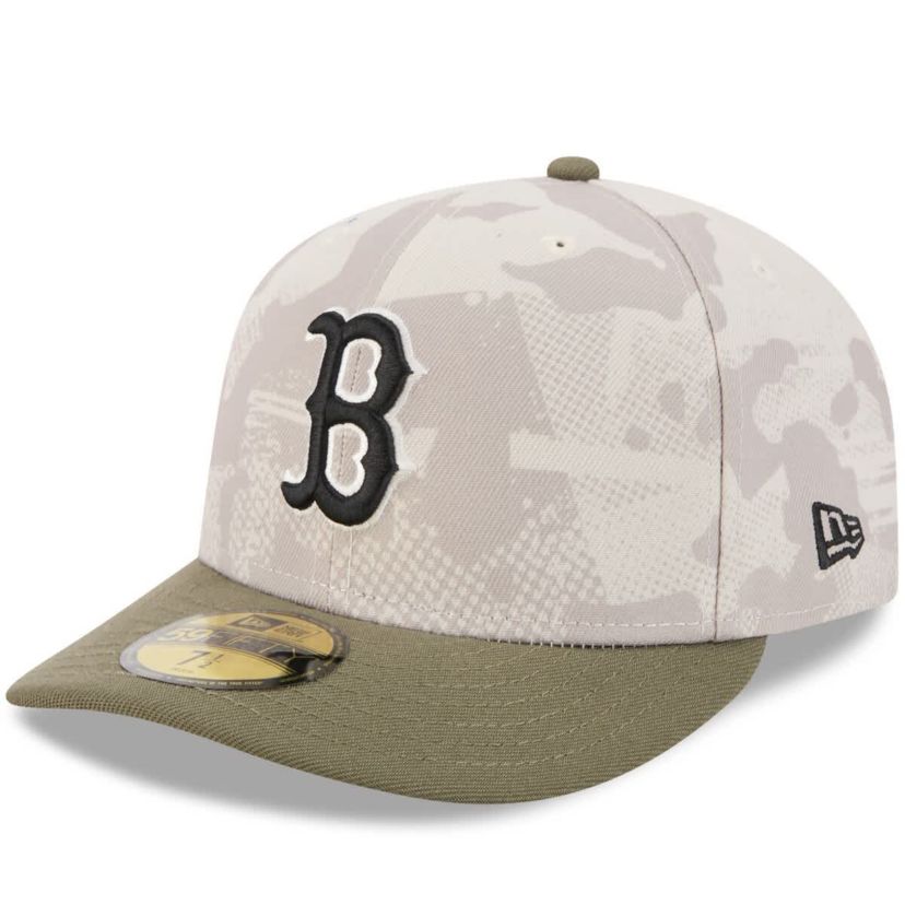 Boston Red Sox MLB Light Beige/Olive Boston Sox 2025 Armed Forces Day 59FIFTY Fitted Hat